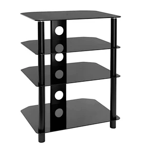 Four-Tiered Glass A/V Media Stand